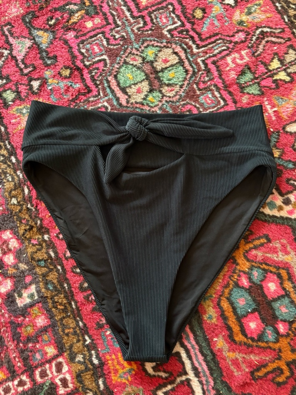 Euc Beach Riot Black Ribbed High-Waist Bikini Bottom size large